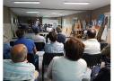 Reunión del Alcalde de Santovenia, Técnico y Contratista de las obras de 