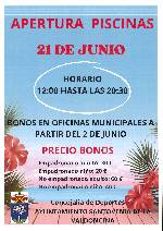 Apertura Piscinas Municipales y venta de bonos en el Ayuntamiento